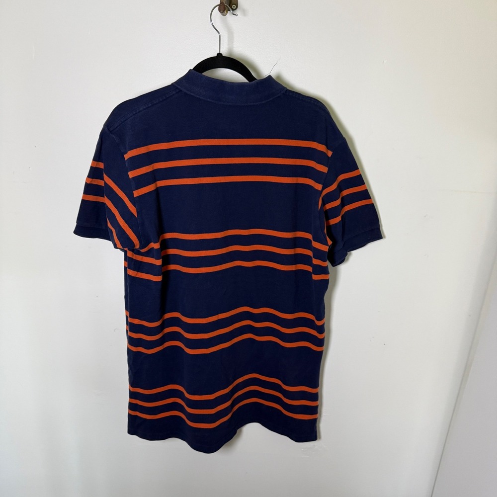 Polo Ralph Lauren Mens XL Polo Shirt Navy Blue‎ Orange Striped Short Sleeve Golf - Picture 2 of 13